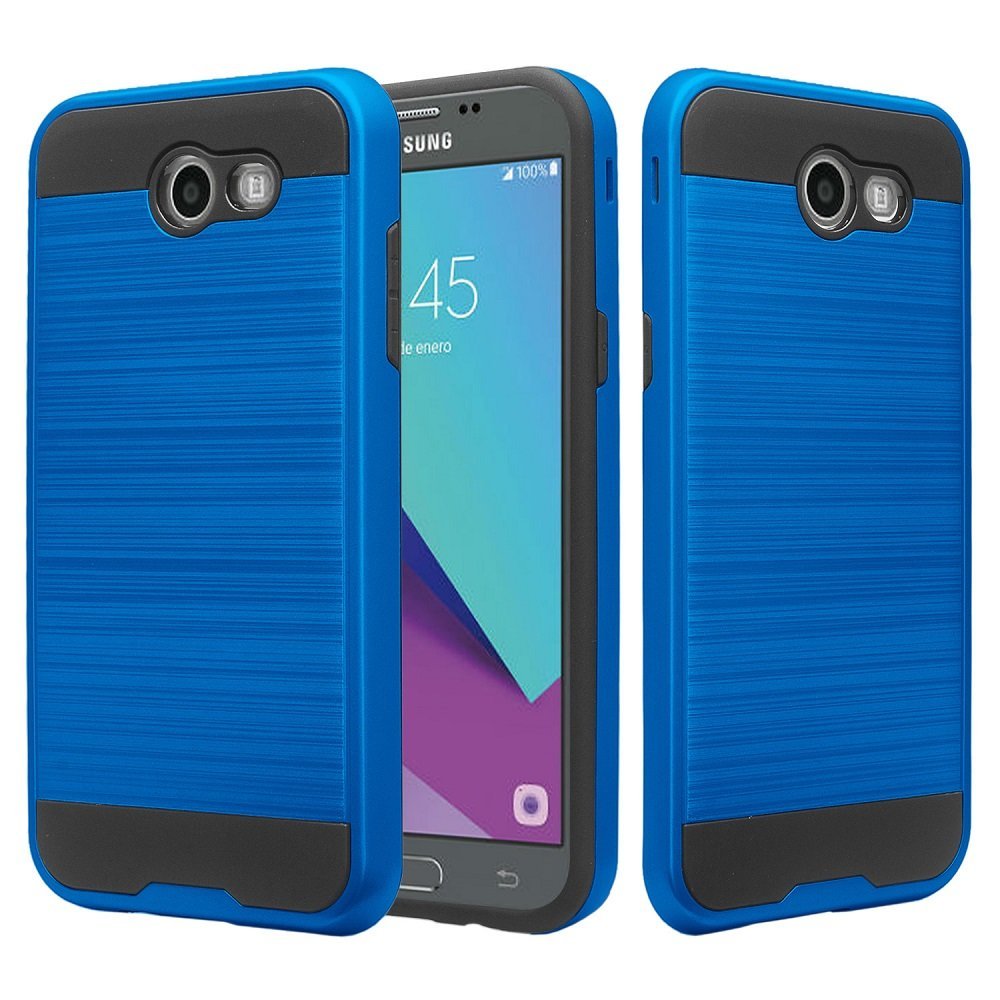 Samsung Galaxy J7 V Perx J7 SKY Pro (2017) Armor Hybrid Case (Navy Blue)
